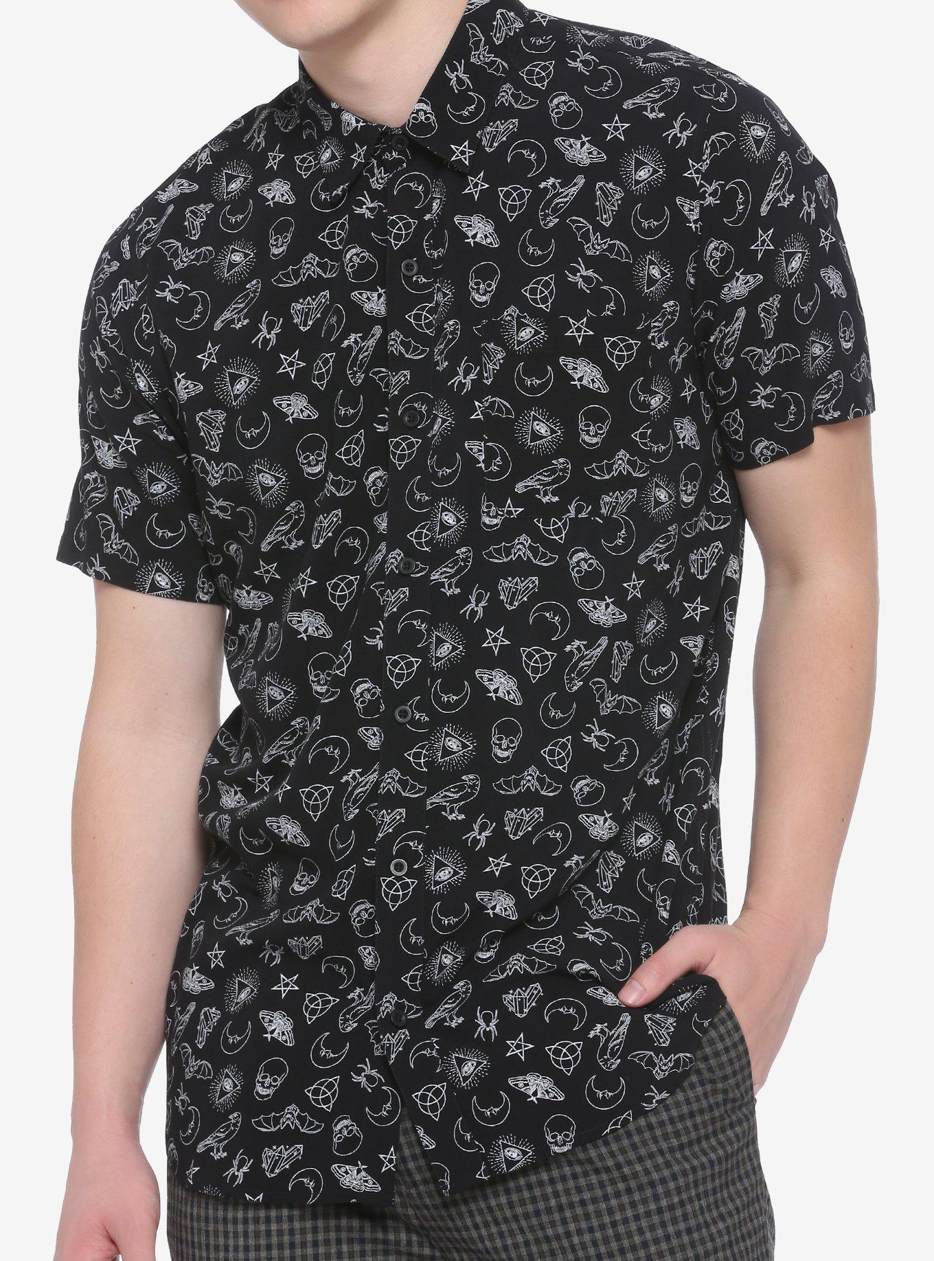 Dark Magic Woven Button-Up, BLACK, hi-res