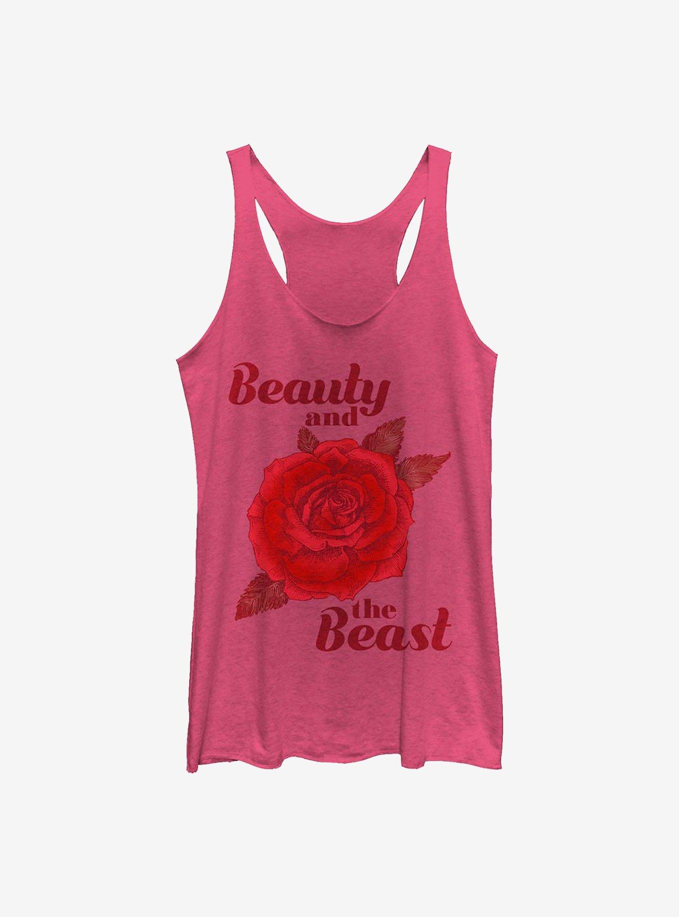 Disney Beauty And The Beast Beauty Rose Womens Tank Top, PINK HTR, hi-res