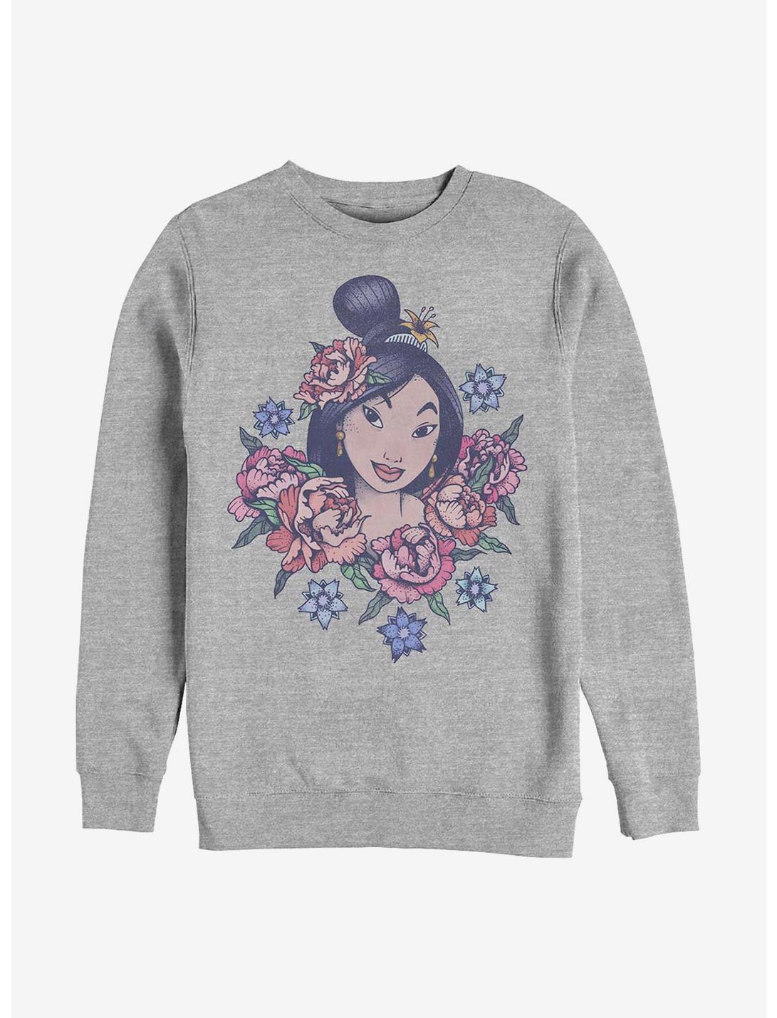 Disney Mulan Floral Warrior Sweatshirt, ATH HTR, hi-res