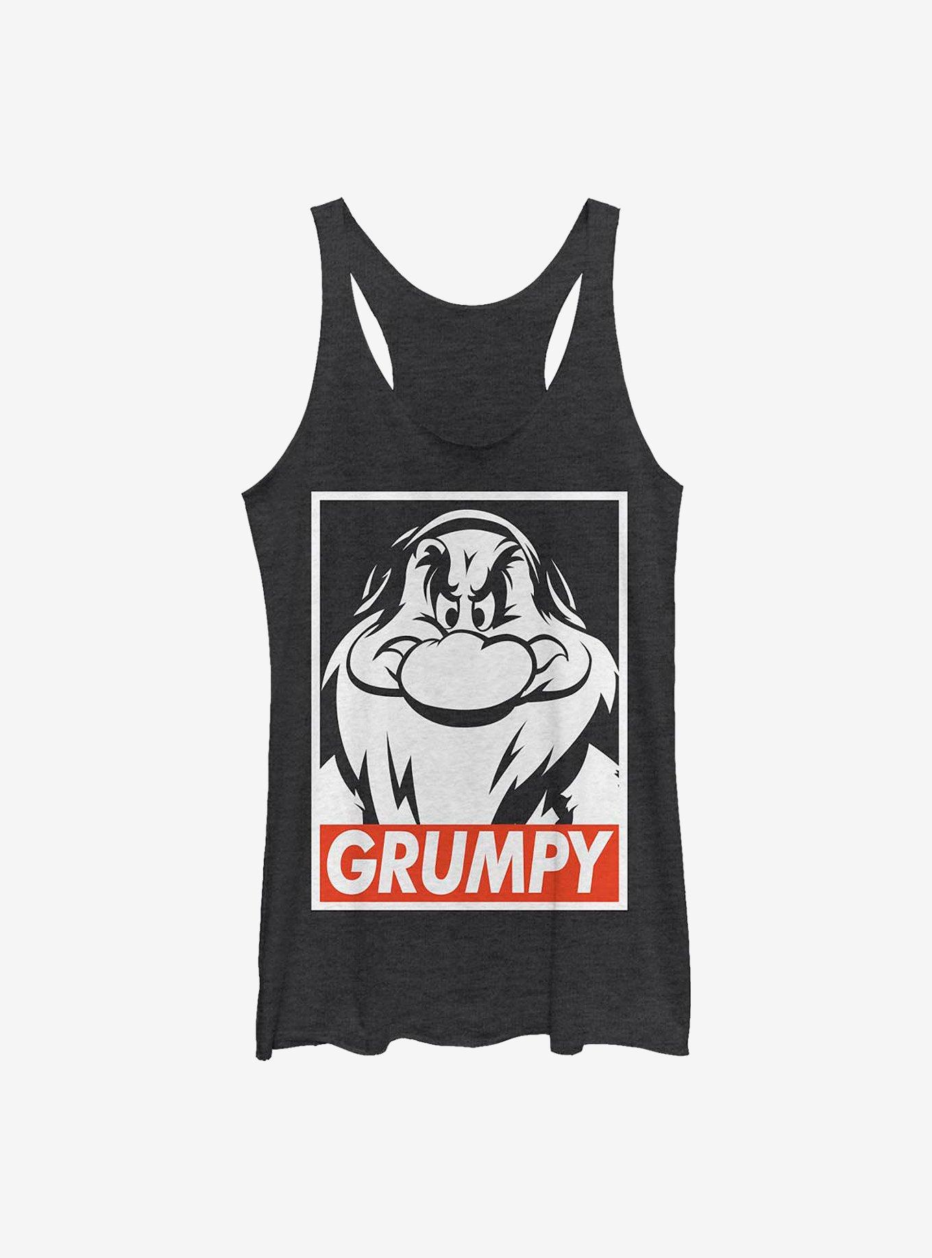 Disney Snow White And The Seven Dwarfs Grumpy Poster Womens Tank Top, BLK HTR, hi-res
