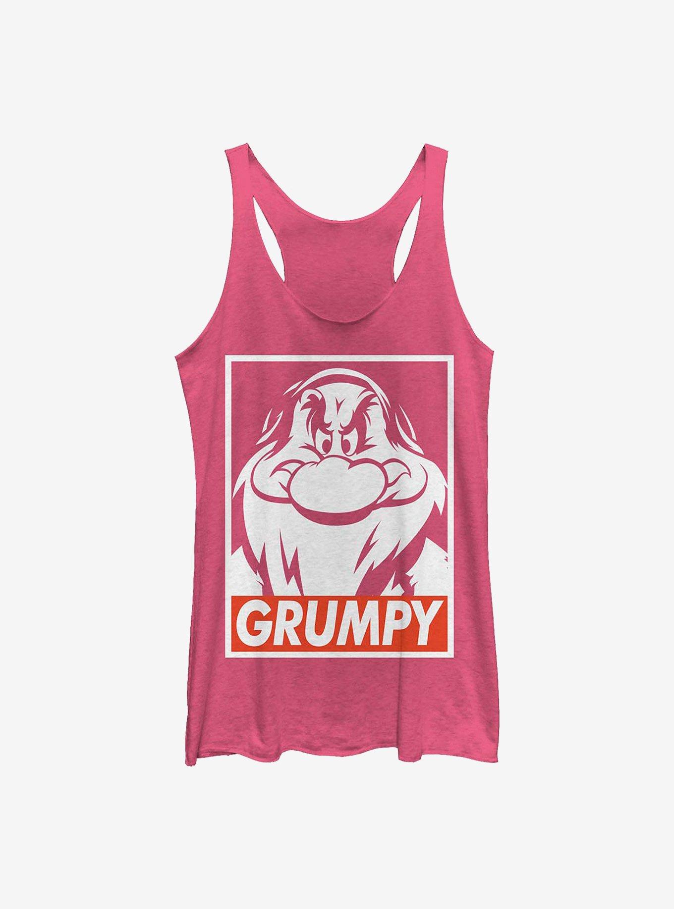Disney Snow White And The Seven Dwarfs Grumpy Poster Womens Tank Top, PINK HTR, hi-res view 1