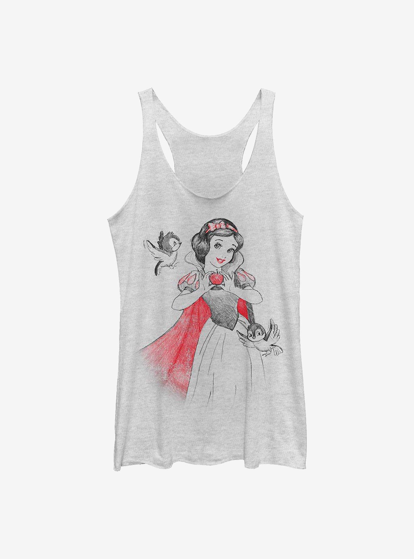 Disney Snow White And The Seven Dwarfs Snow Sketch Vignette Womens Tank Top, WHITE HTR, hi-res