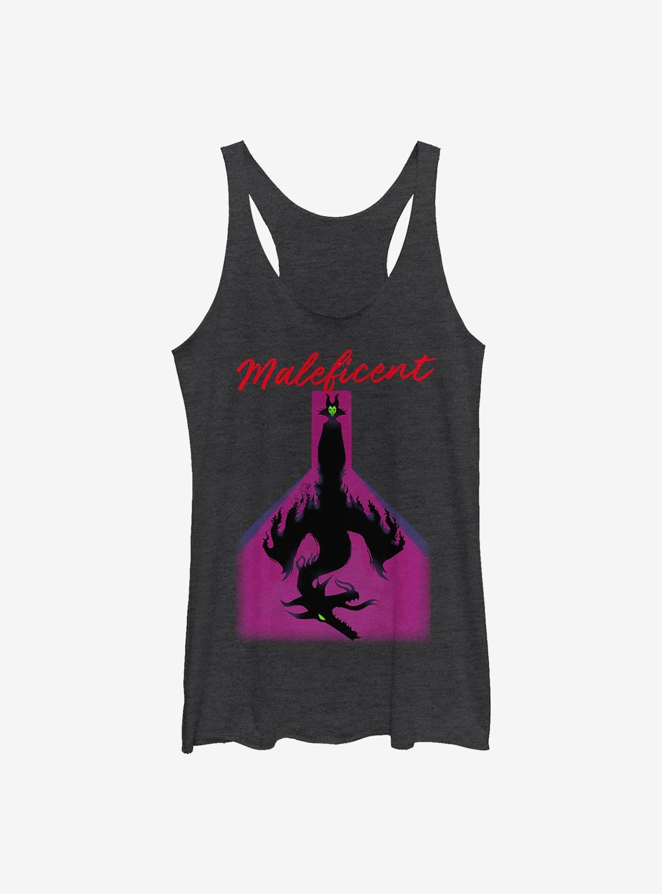 Disney Sleeping Beauty Dragon Shadow Womens Tank Top, BLK HTR, hi-res view 1