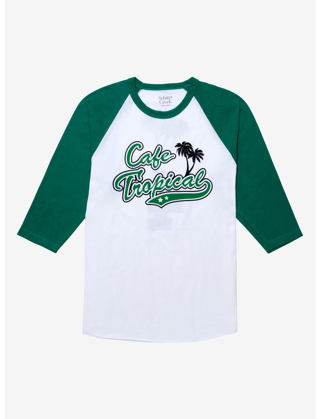 Schitt's Creek Cafe Tropical League Raglan T-Shirt - BoxLunch Exclusive, WHITE, hi-res