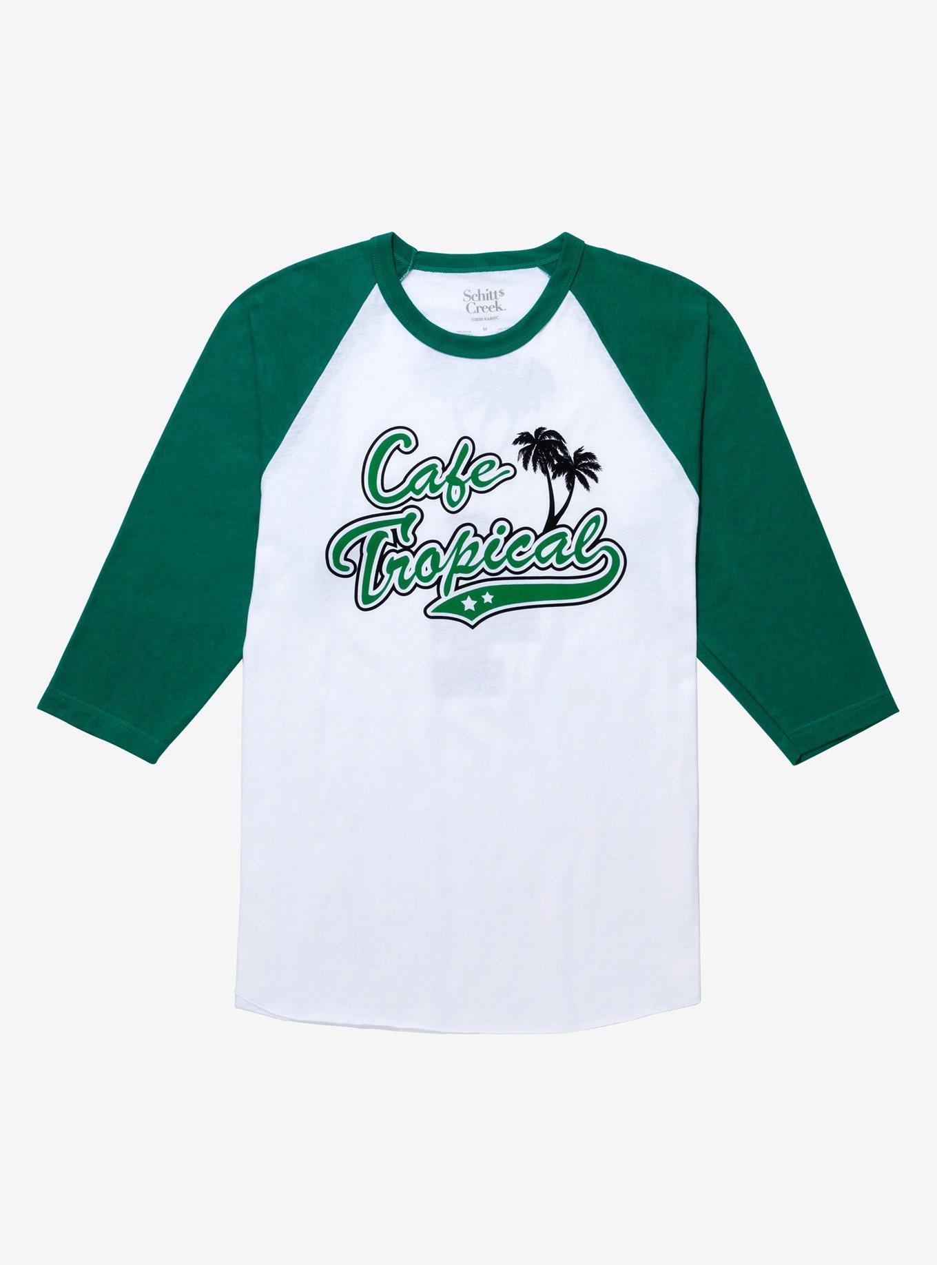 Schitt's Creek Cafe Tropical League Raglan T-Shirt - BoxLunch Exclusive, WHITE, hi-res