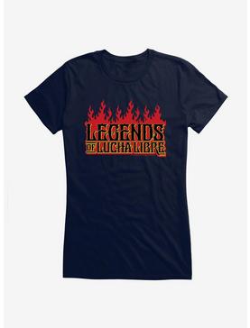 Masked Republic Legends Of Lucha Libre Fire Font Girls T-Shirt, NAVY, hi-res