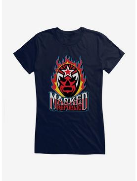 Masked Republic Legends Of Lucha Libre Masked Fire Logo Girls T-Shirt, NAVY, hi-res
