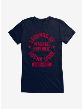 Masked Republic Legends Of Lucha Libre Vintage Font Girls T-Shirt, NAVY, hi-res
