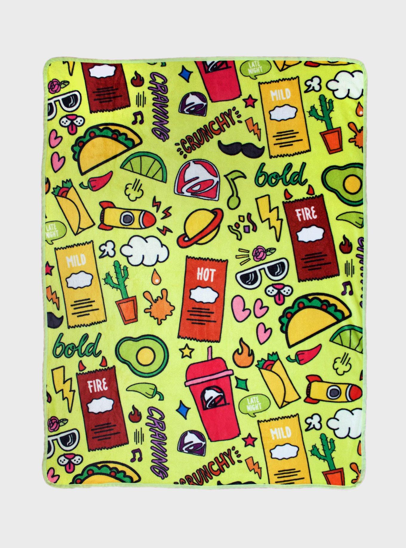 Taco Bell Doodle Icons Throw Blanket