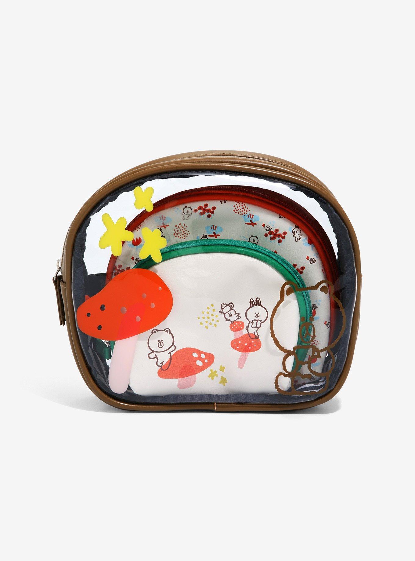 LINE FRIENDS BROWN & FRIENDS Mushroom Cosmetic Bag Set - BoxLunch Exclusive, , hi-res
