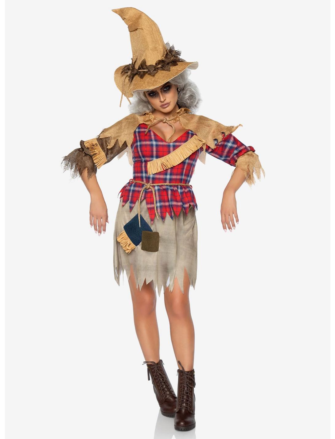 4 Piece Sinister Scarecrow Costume, RED, hi-res