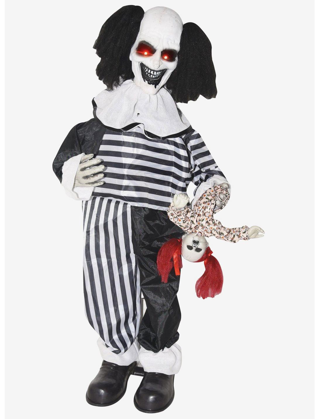 Creepy Animated Light Up Clown with Doll 3 Ft, , hi-res