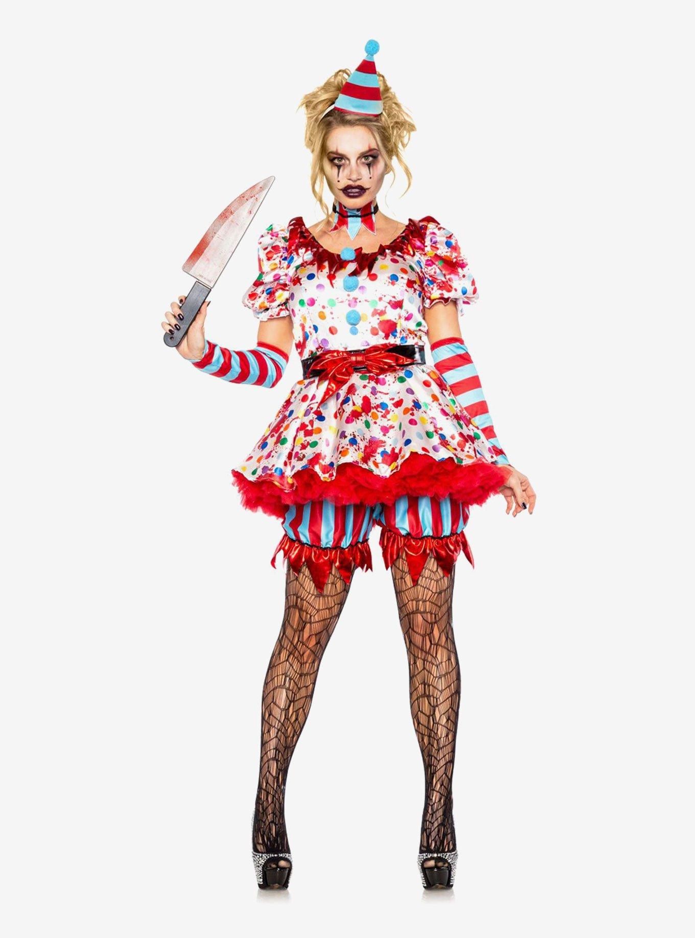 Scary Clown Costume, BLUE, hi-res