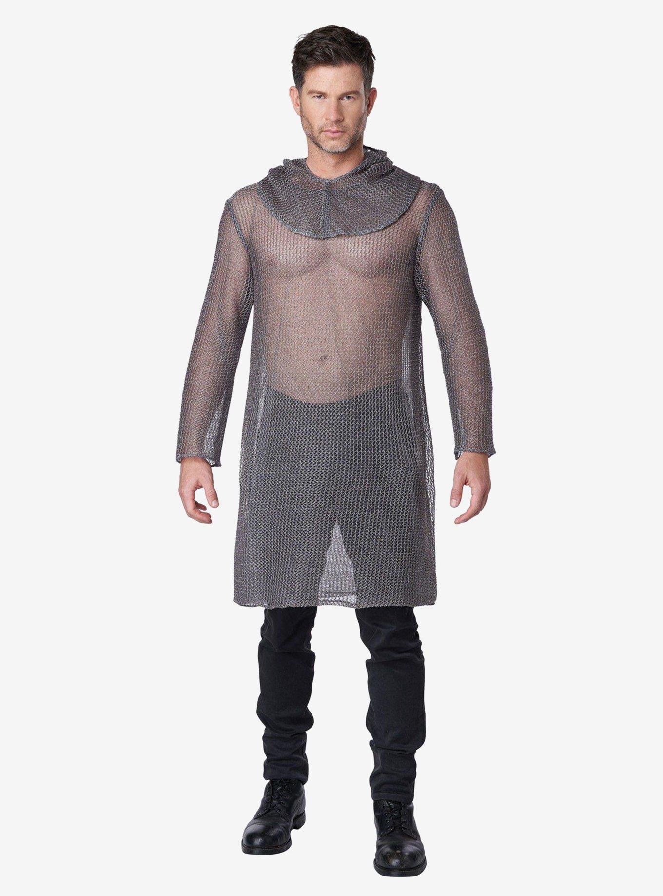 Metallic Chainmail Tunic Costume, GREY, hi-res