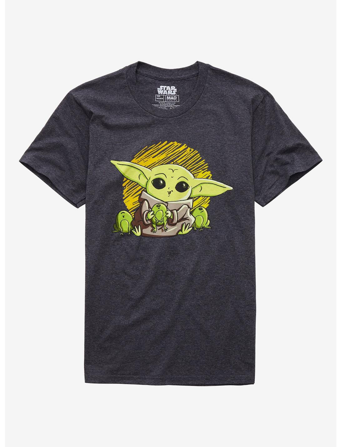 Star Wars The Mandalorian Chibi Child & Frogs T-Shirt, GREY, hi-res