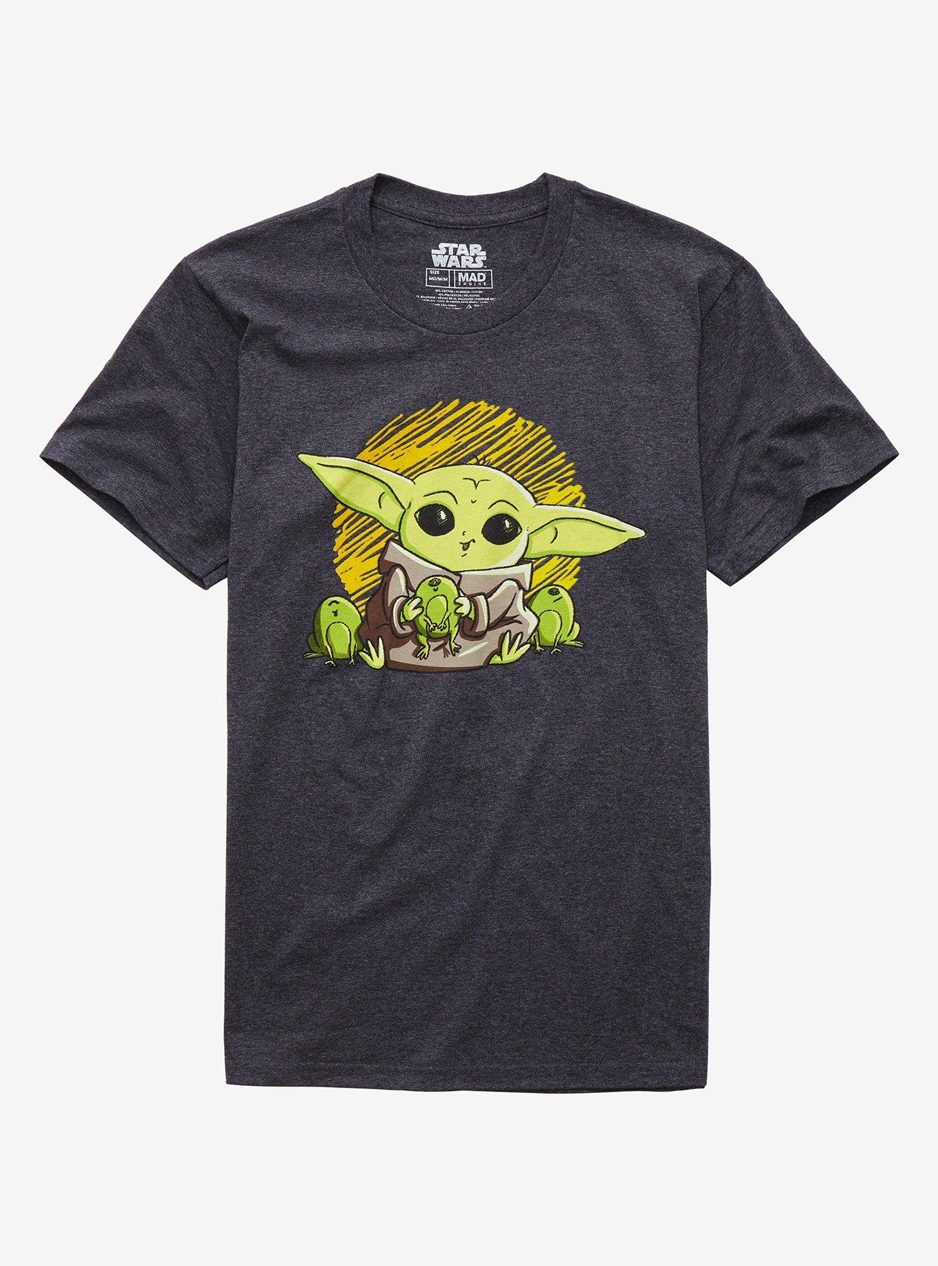 Star Wars The Mandalorian Chibi Child & Frogs T-Shirt, GREY, hi-res