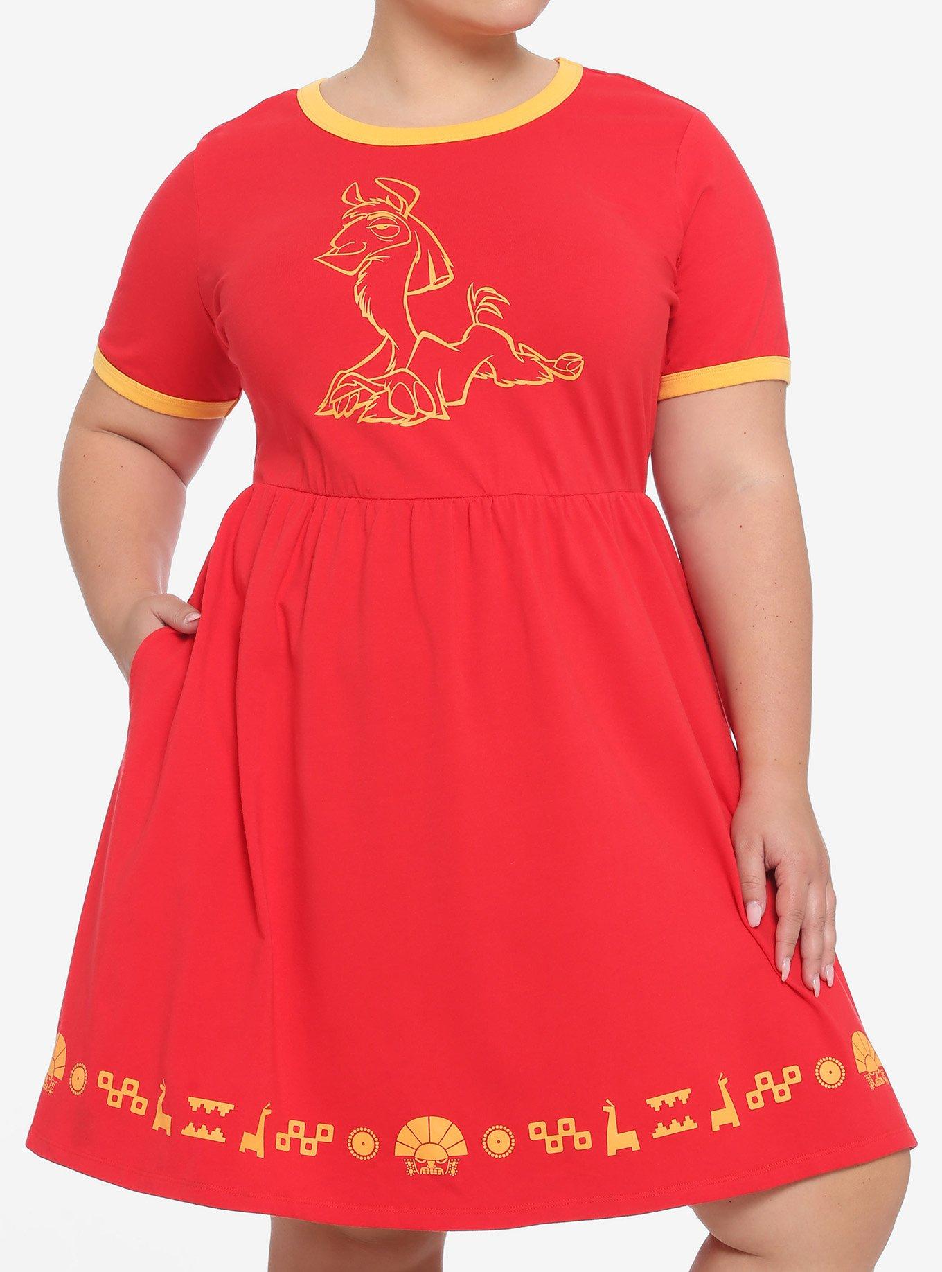 Disney The Emperor's New Groove Llama Ringer Dress Plus Size, YELLOW, hi-res
