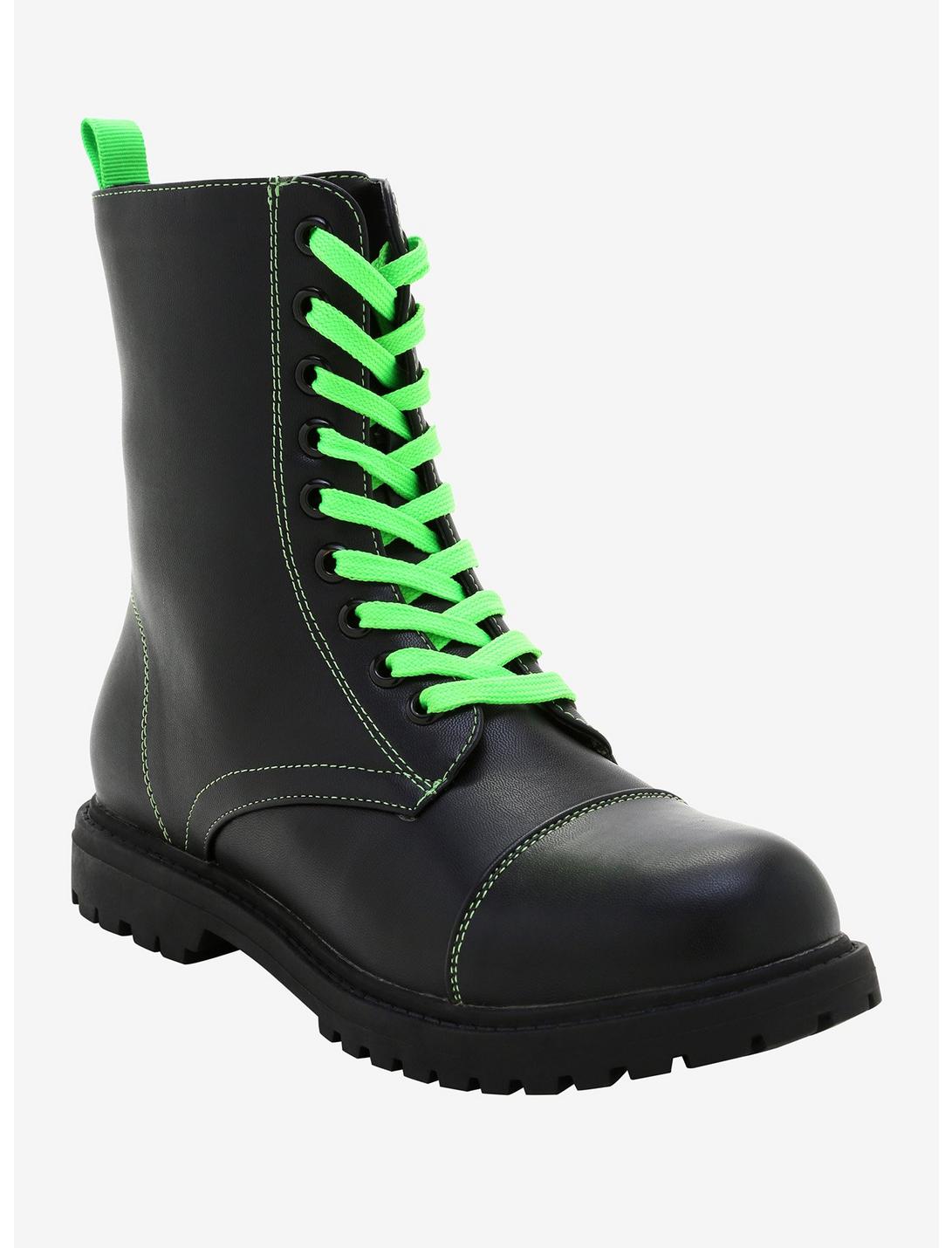 Black & Green Combat Boots, MULTI, hi-res