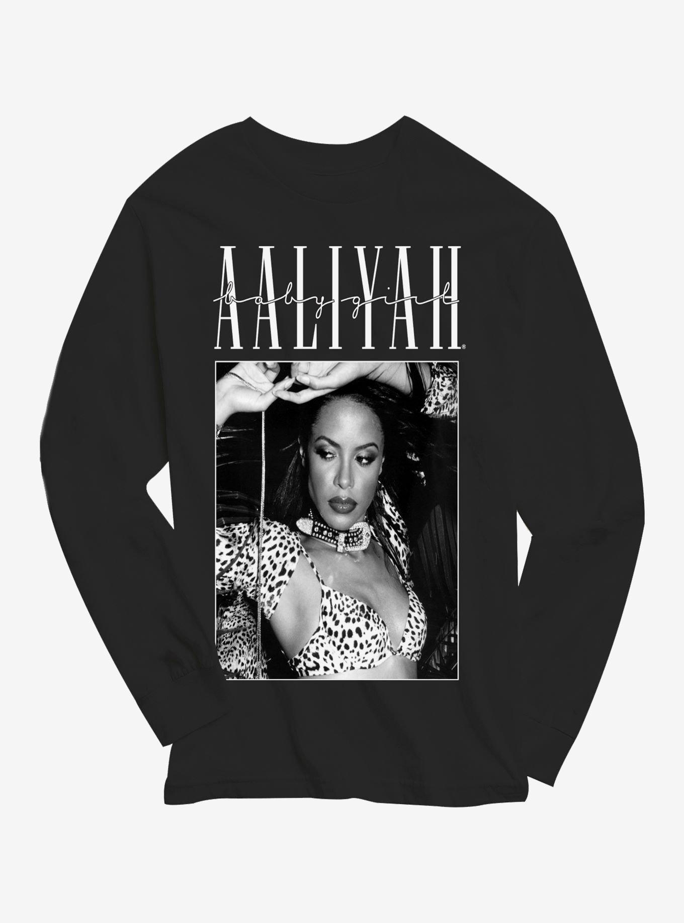 Aaliyah Photo Long-Sleeve T-Shirt, BLACK, hi-res