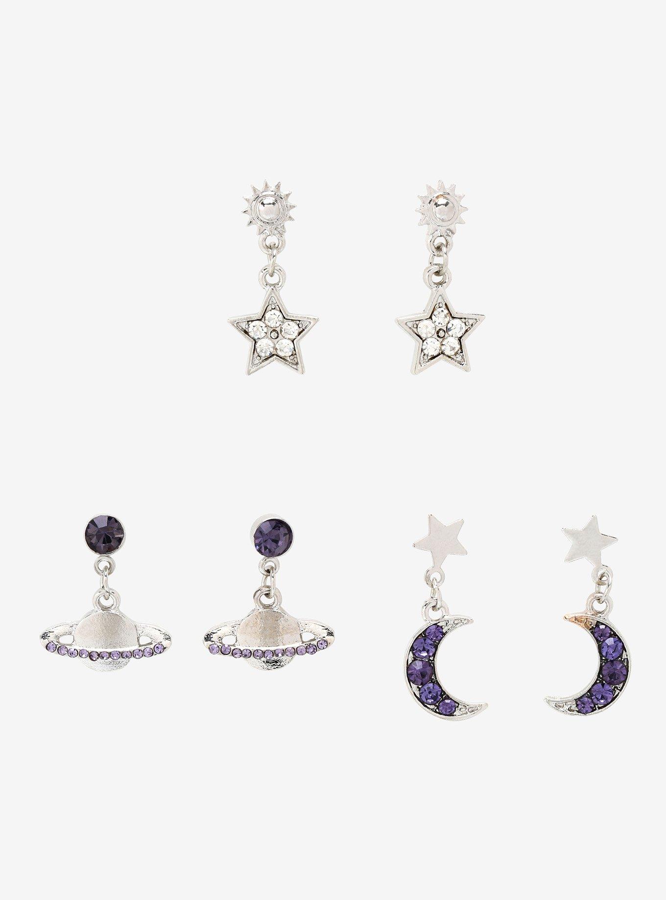 Moon Planet Star Dangle Earring Set, , hi-res