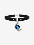 Crescent Moon O-Ring Faux Leather Choker, , hi-res