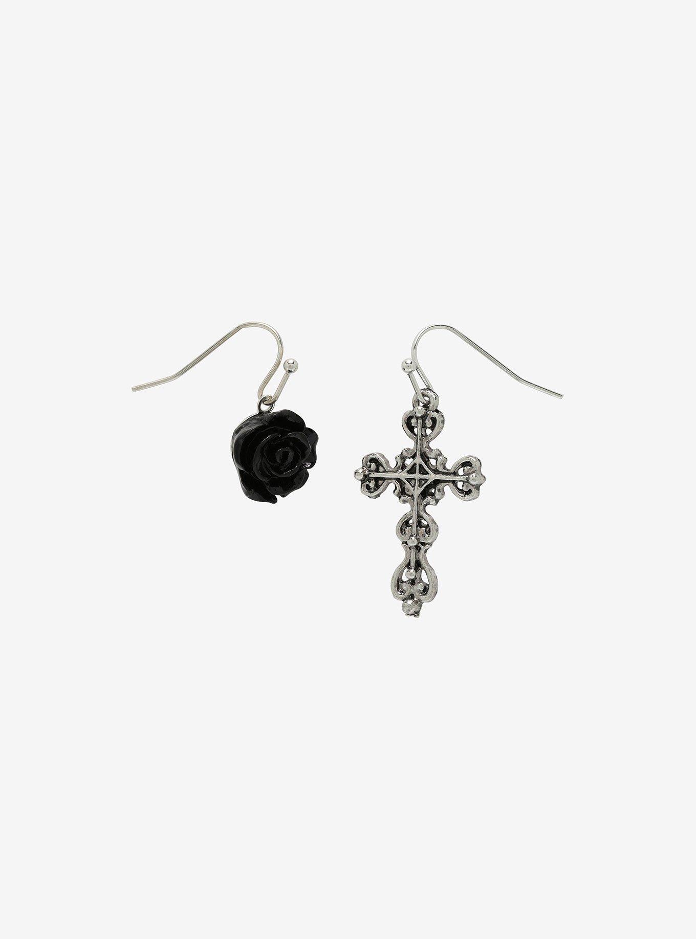 Rose & Cross Mismatch Earrings, , hi-res