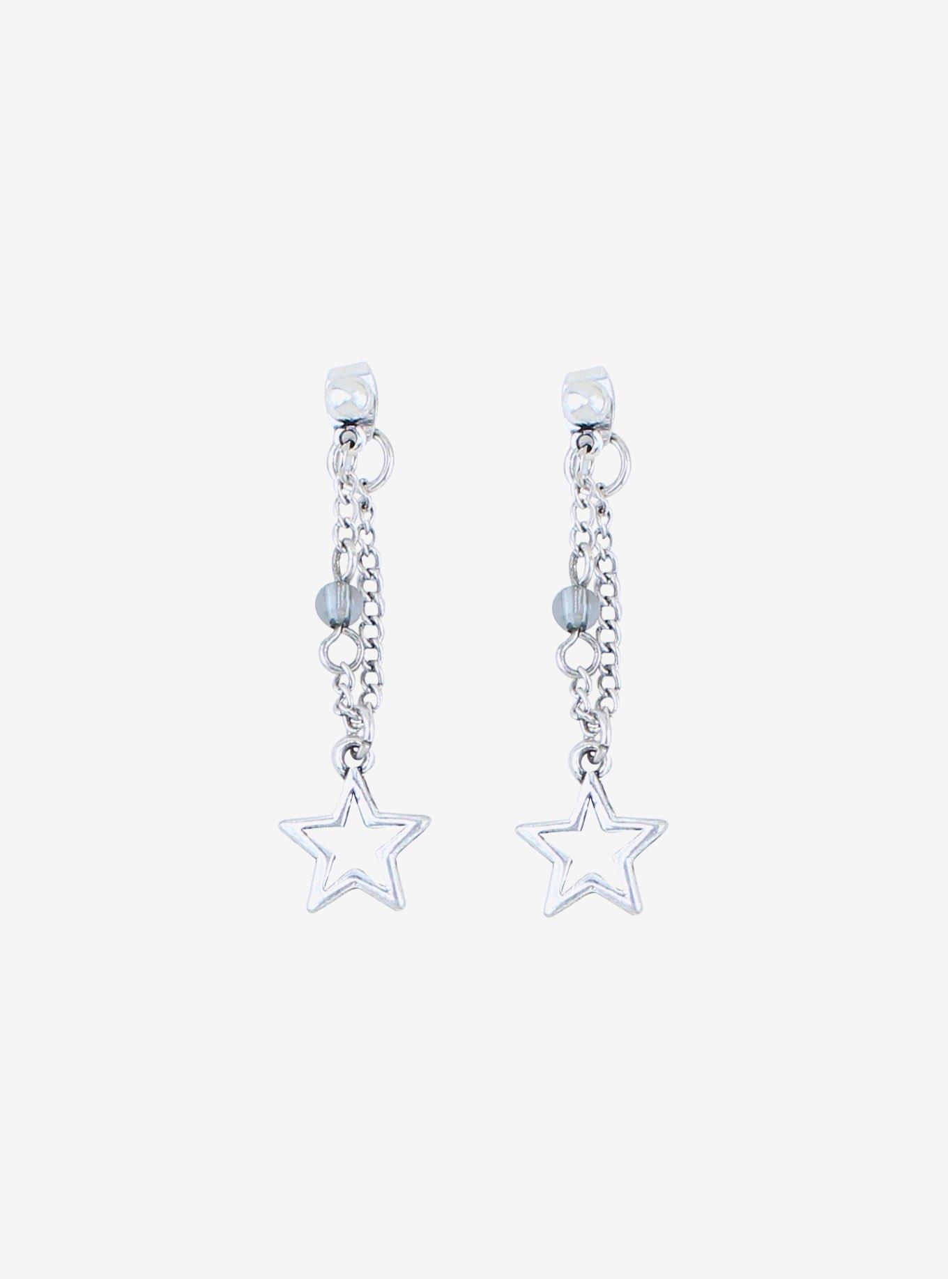 Star Chain Front/Back Dangle Earrings, , hi-res