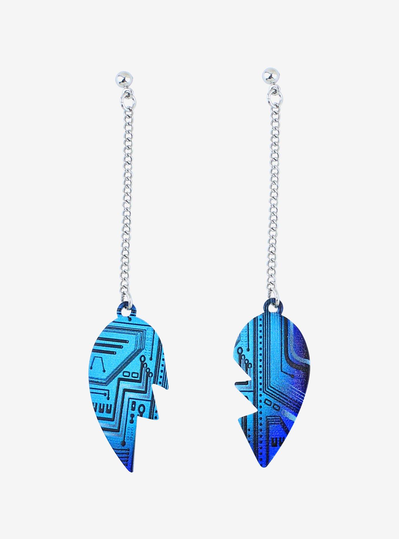 Broken Heart Circuit Board Drop Earrings, , hi-res