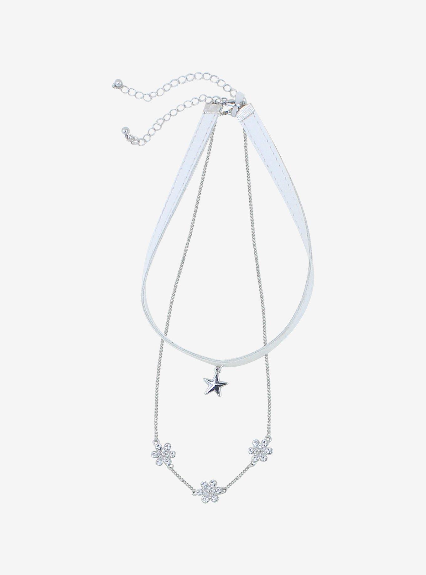 Star & Flowers Choker & Chain Necklace Set Hot Topic