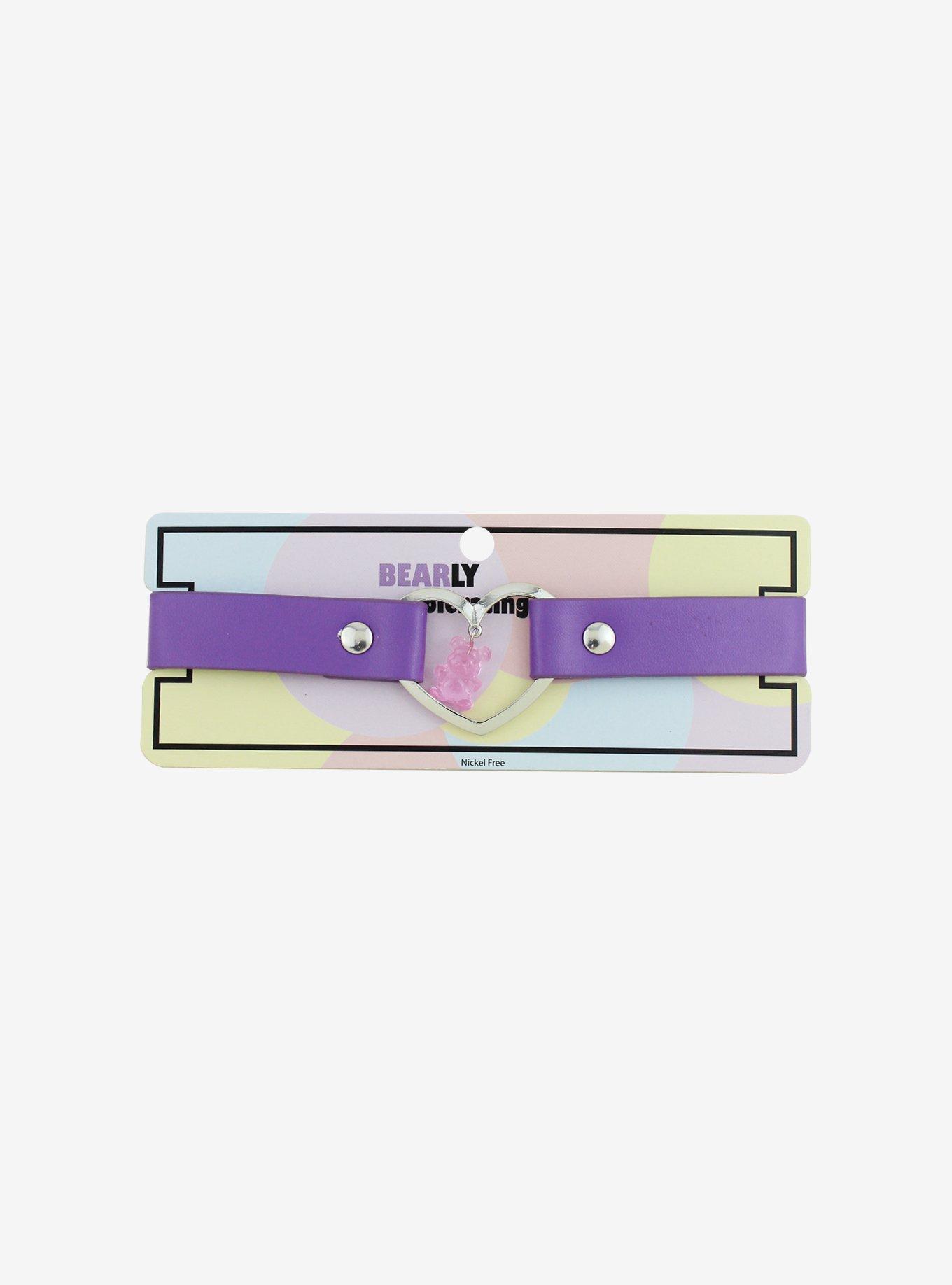 Candy Bear & Heart Purple Choker