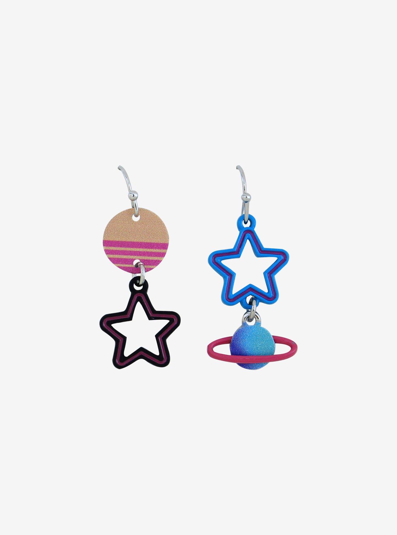 Star Planet Mismatch Dangle Earrings