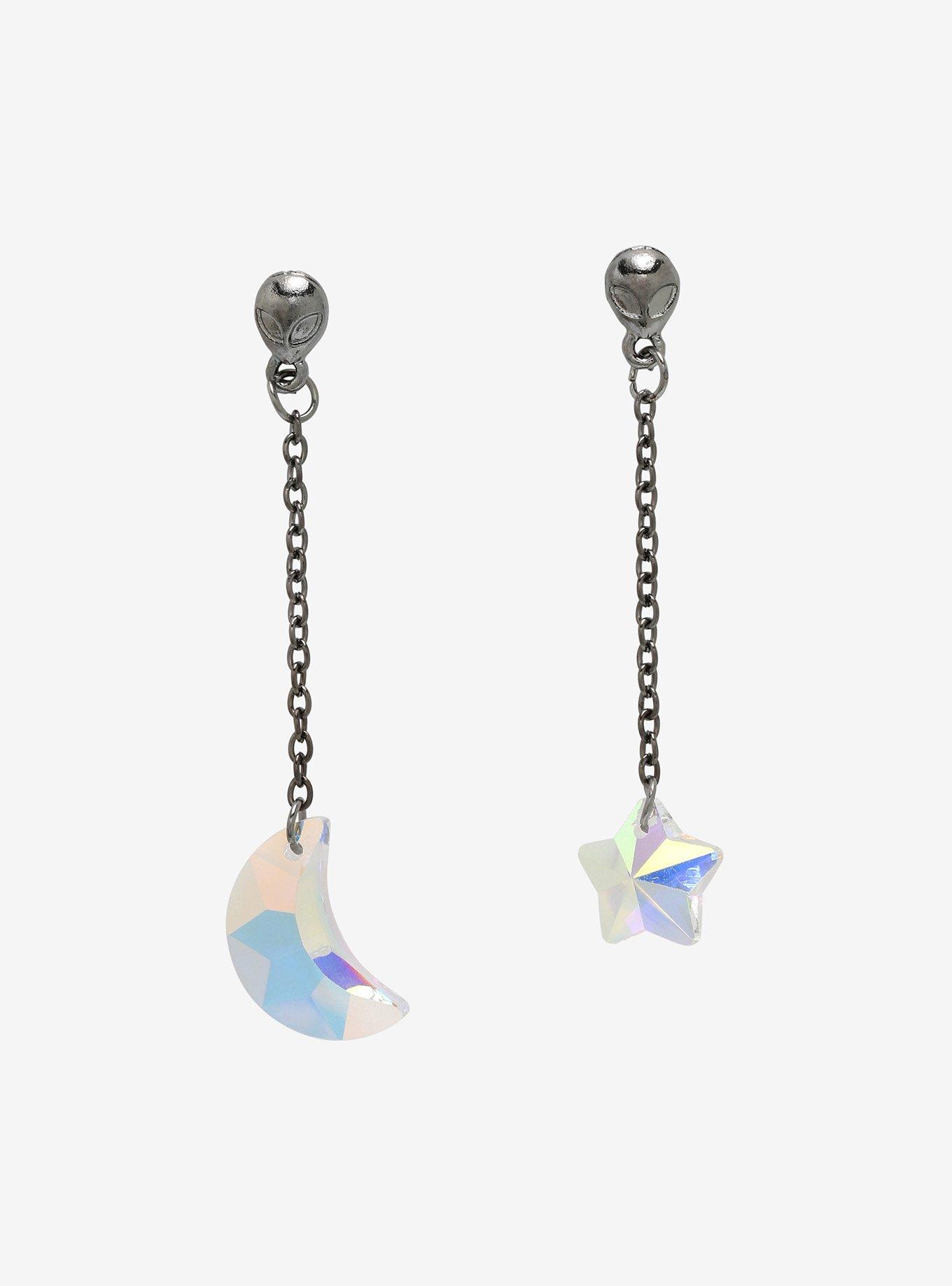 Alien Star & Moon Drop Earrings, , hi-res