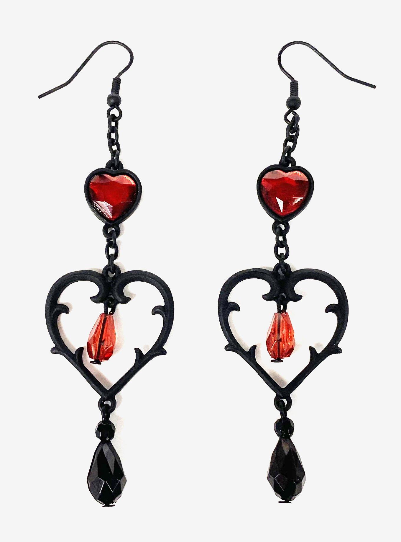 New Goth Mysterious Skull Moon Dangle Earrings Fashion Jewelry Red