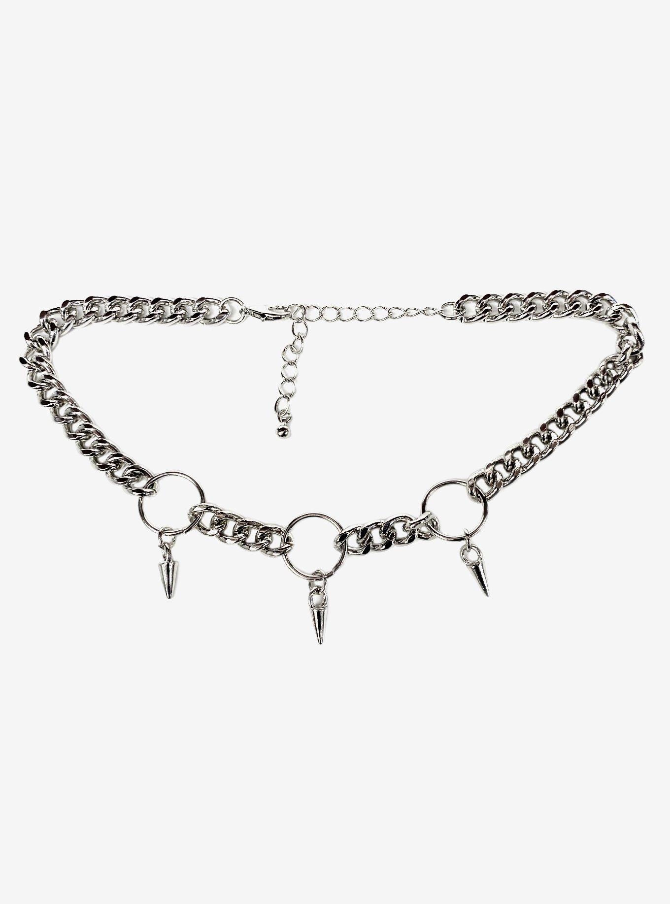 Silver O-Ring Spike Chain Choker | Hot Topic