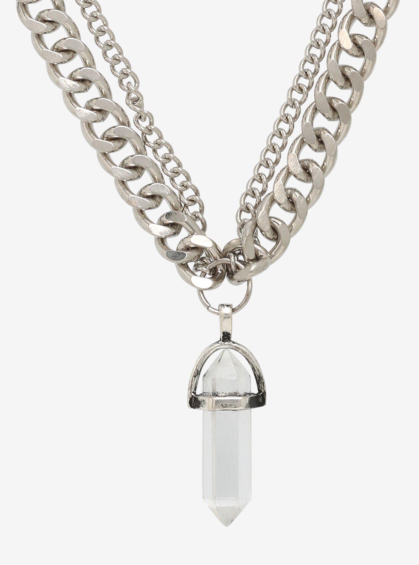 Clear Crystal & Chain Necklace
