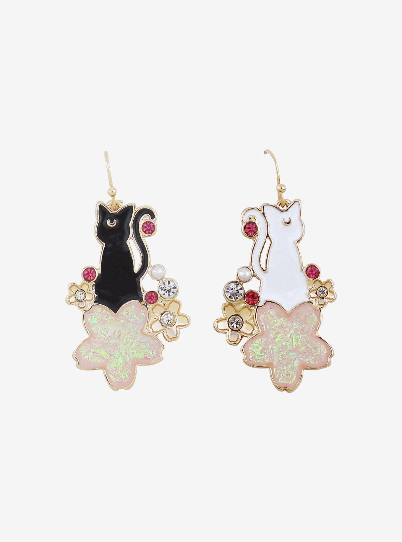 Sailor Moon Luna & Artemis Sakura Drop Earrings, , hi-res