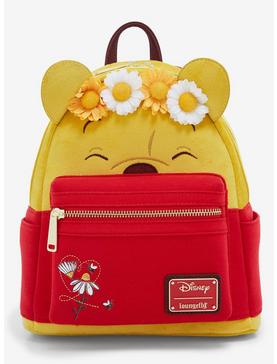 Loungefly Disney Winnie the Pooh Floral Crown Flocked Mini Backpack - BoxLunch Exclusive, , hi-res