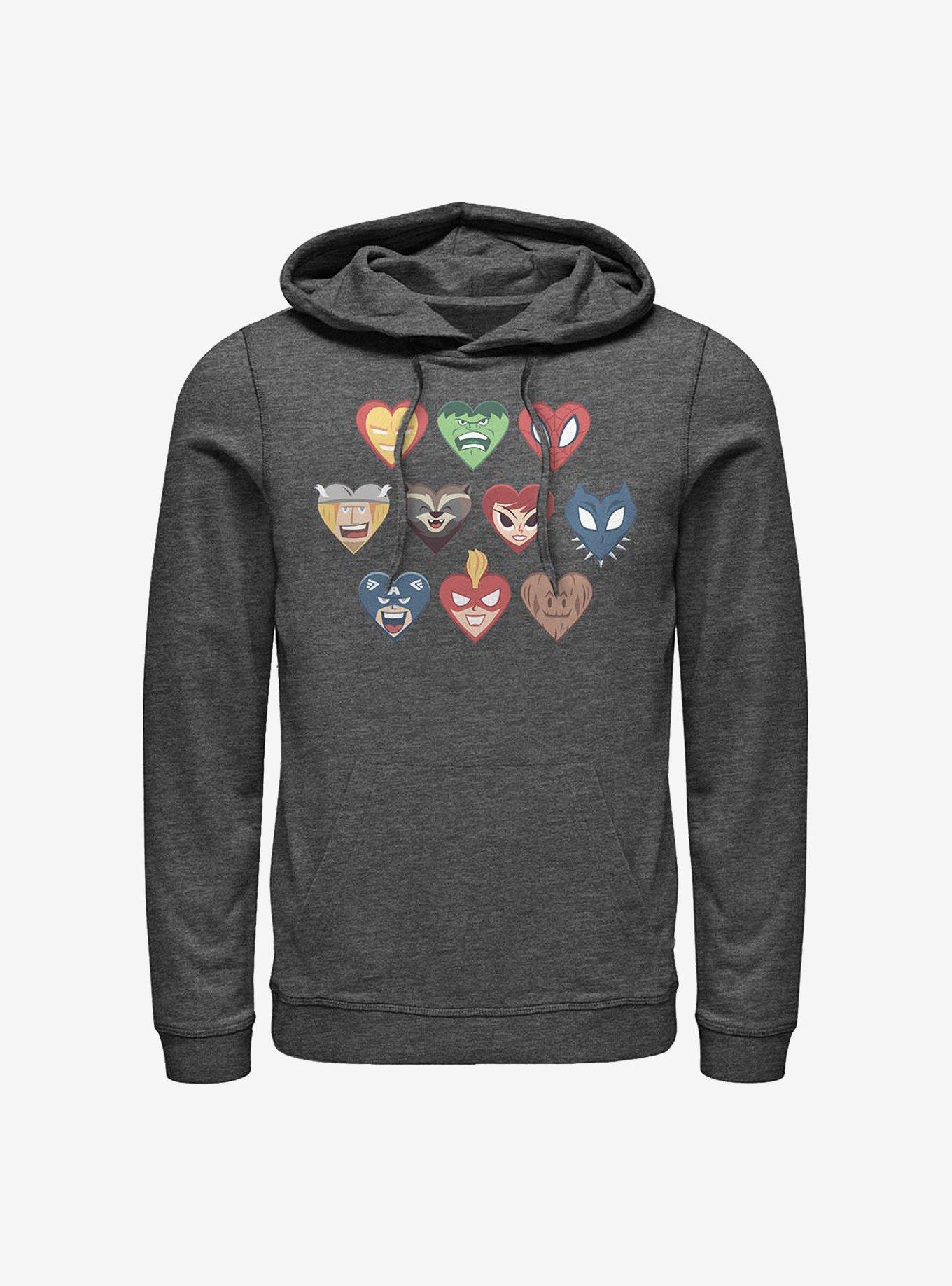 Marvel Avengers Hero Hearts Hoodie, CHAR HTR, hi-res