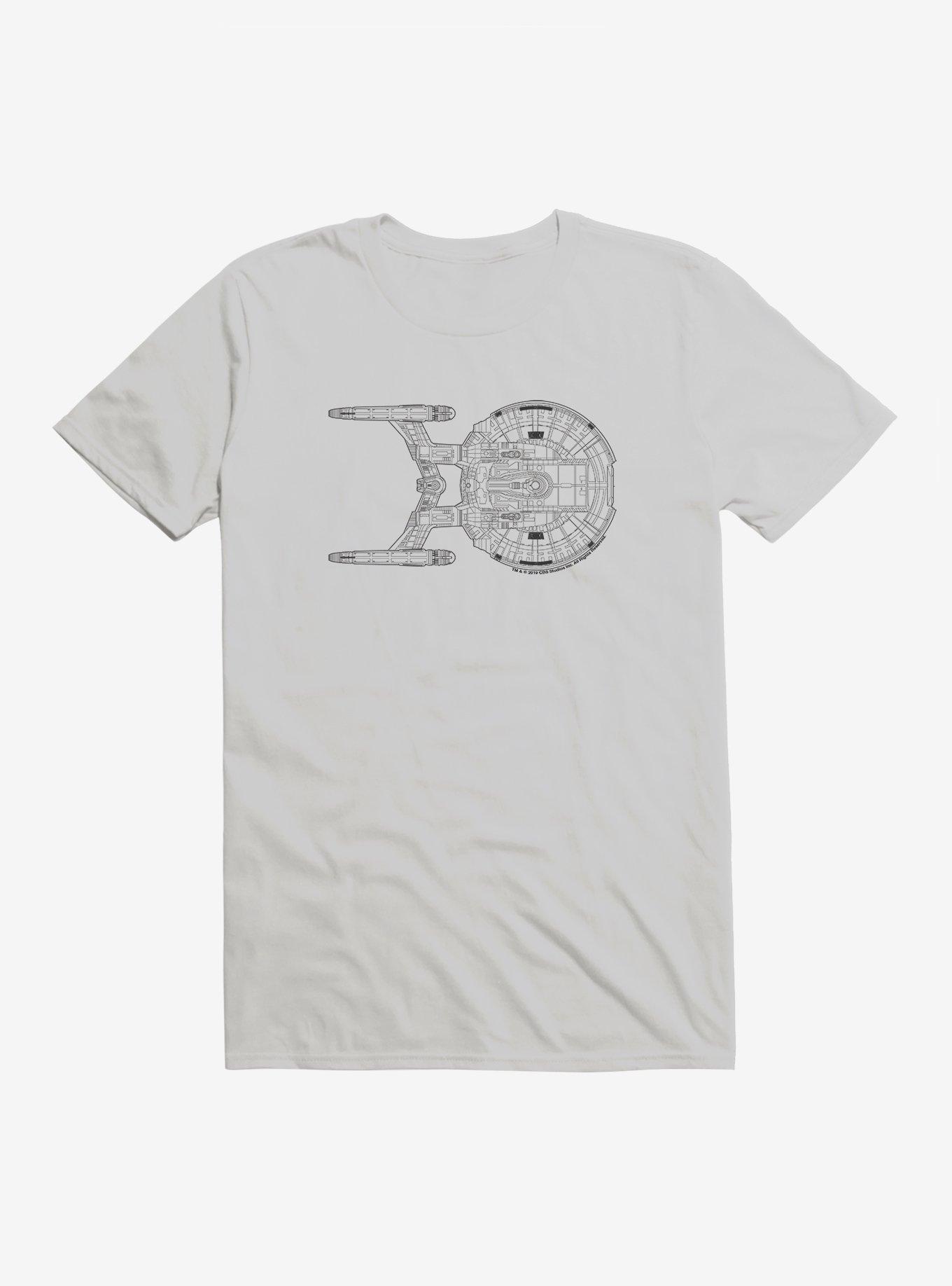 Star Trek Enterprise NX01 Top View T-Shirt, SILVER, hi-res