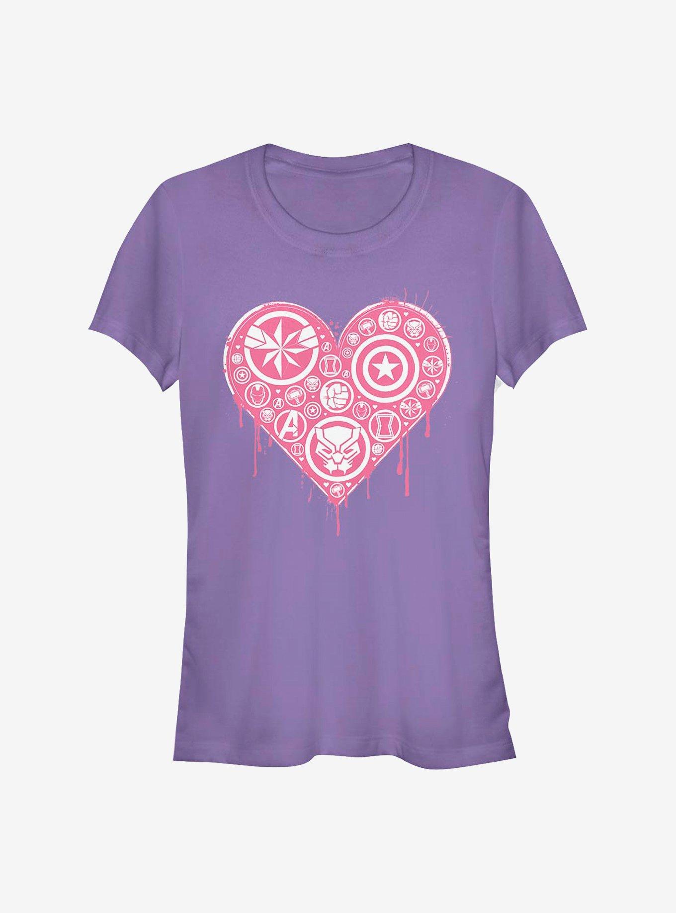 Marvel Avengers Heart Emblems Girls T-Shirt, PURPLE, hi-res