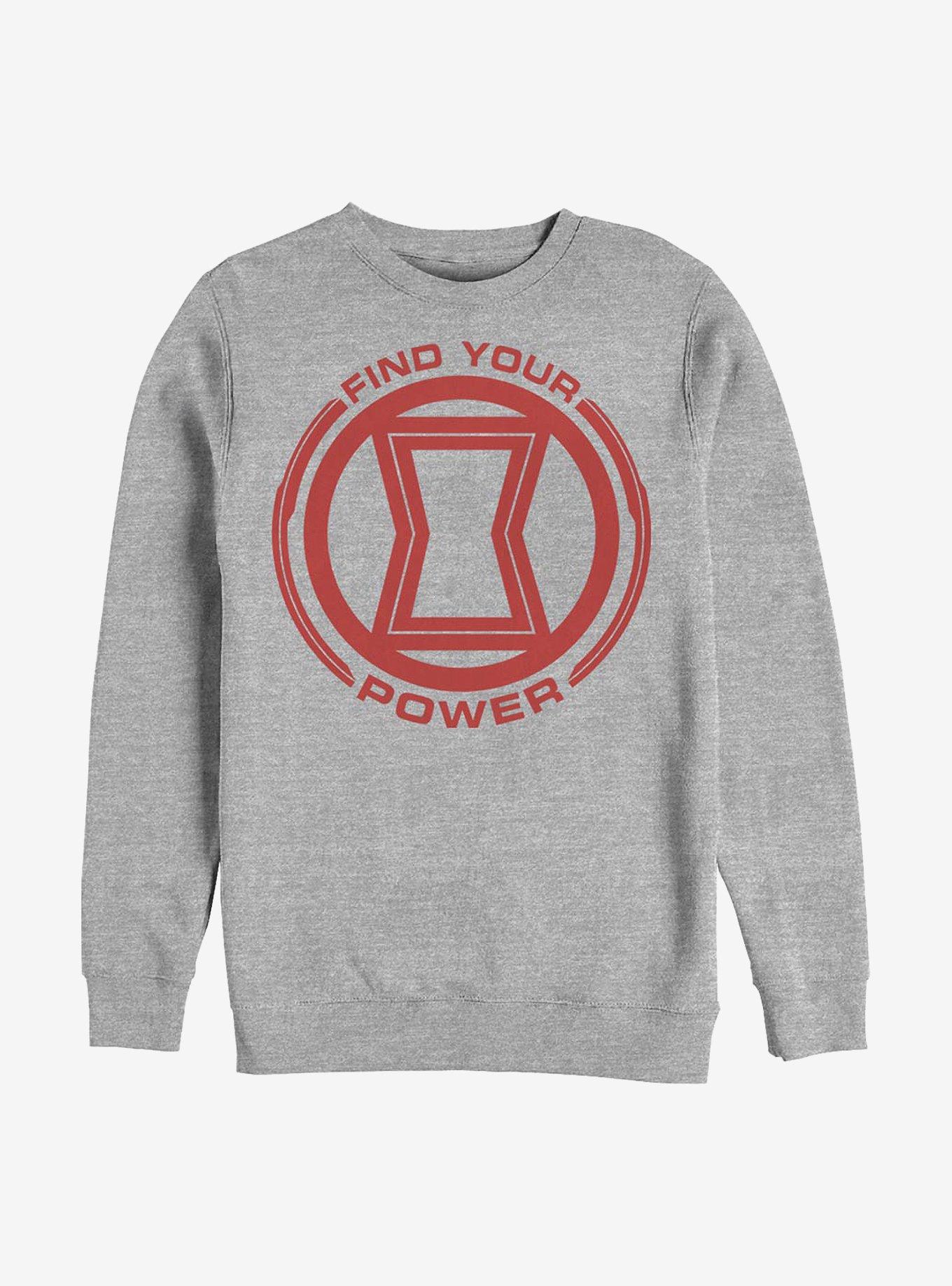 Marvel Black Widow Power Of Black Widow Crew Sweatshirt, ATH HTR, hi-res