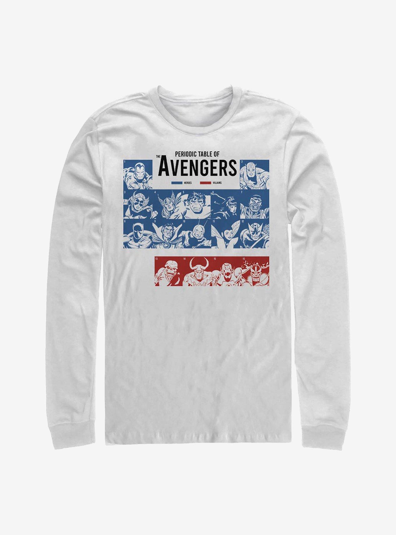 Marvel Avengers Periodic Long-Sleeve T-Shirt, WHITE, hi-res
