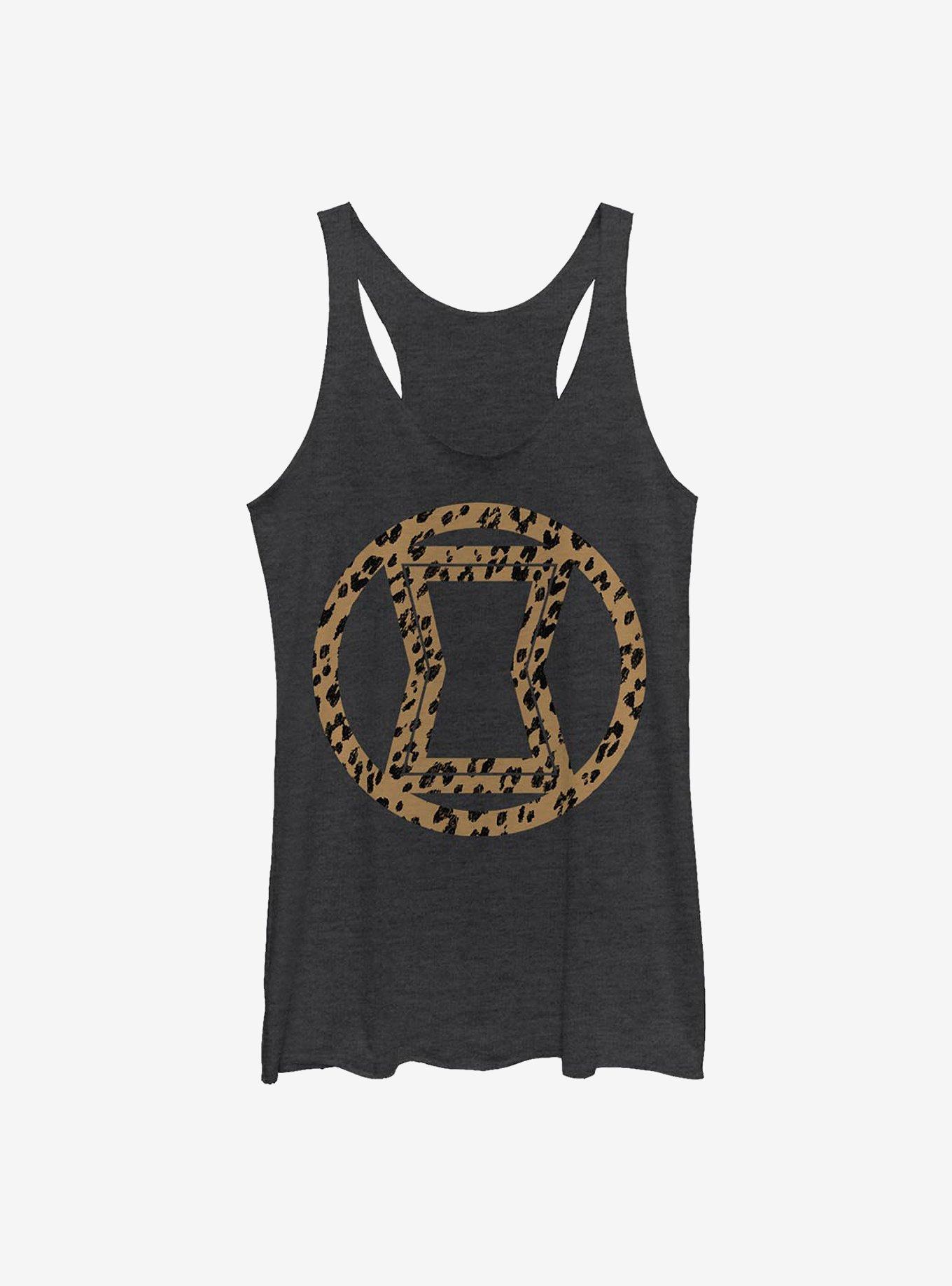 Marvel Black Widow Icon Leopard Fill Girls Tank, BLK HTR, hi-res