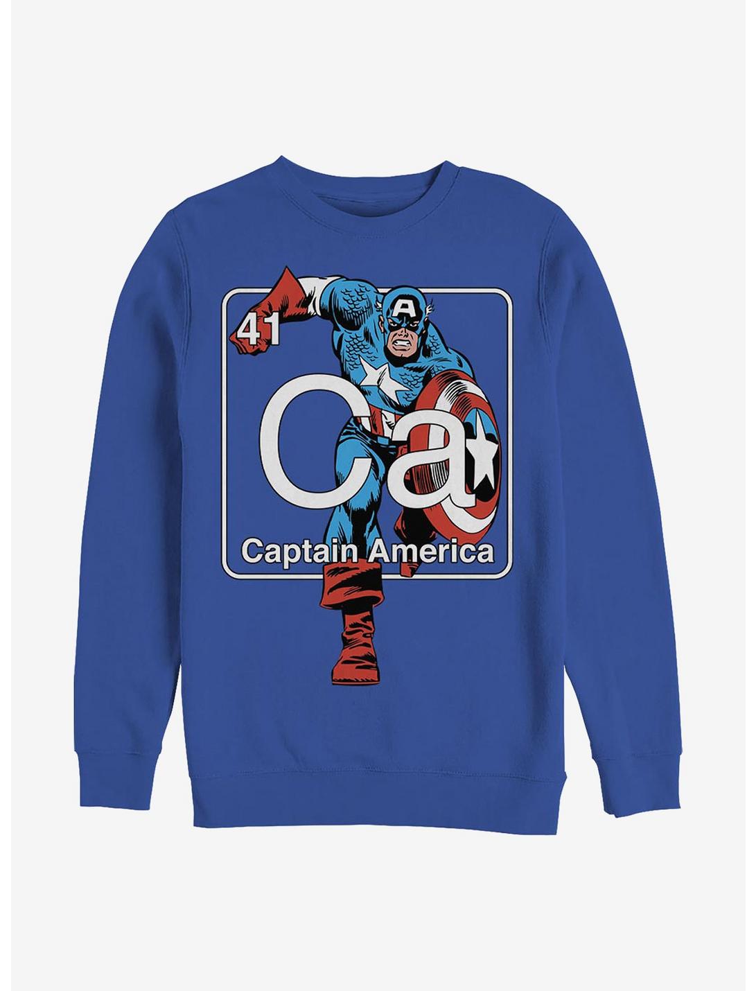 Marvel Captain America Periodic Captain Crew Sweatshirt, ROYAL, hi-res