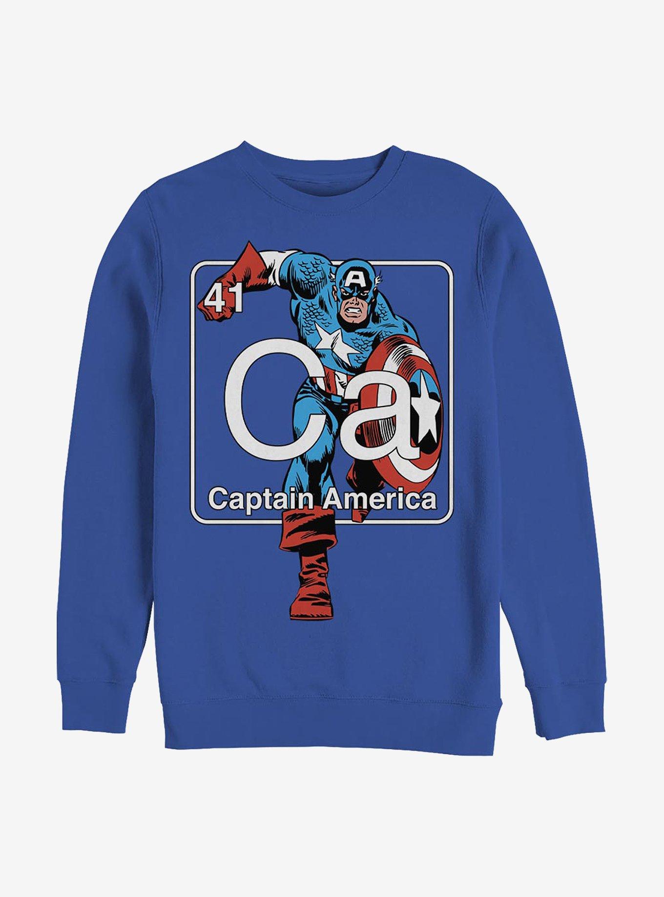 Marvel Captain America Periodic Captain Crew Sweatshirt, ROYAL, hi-res