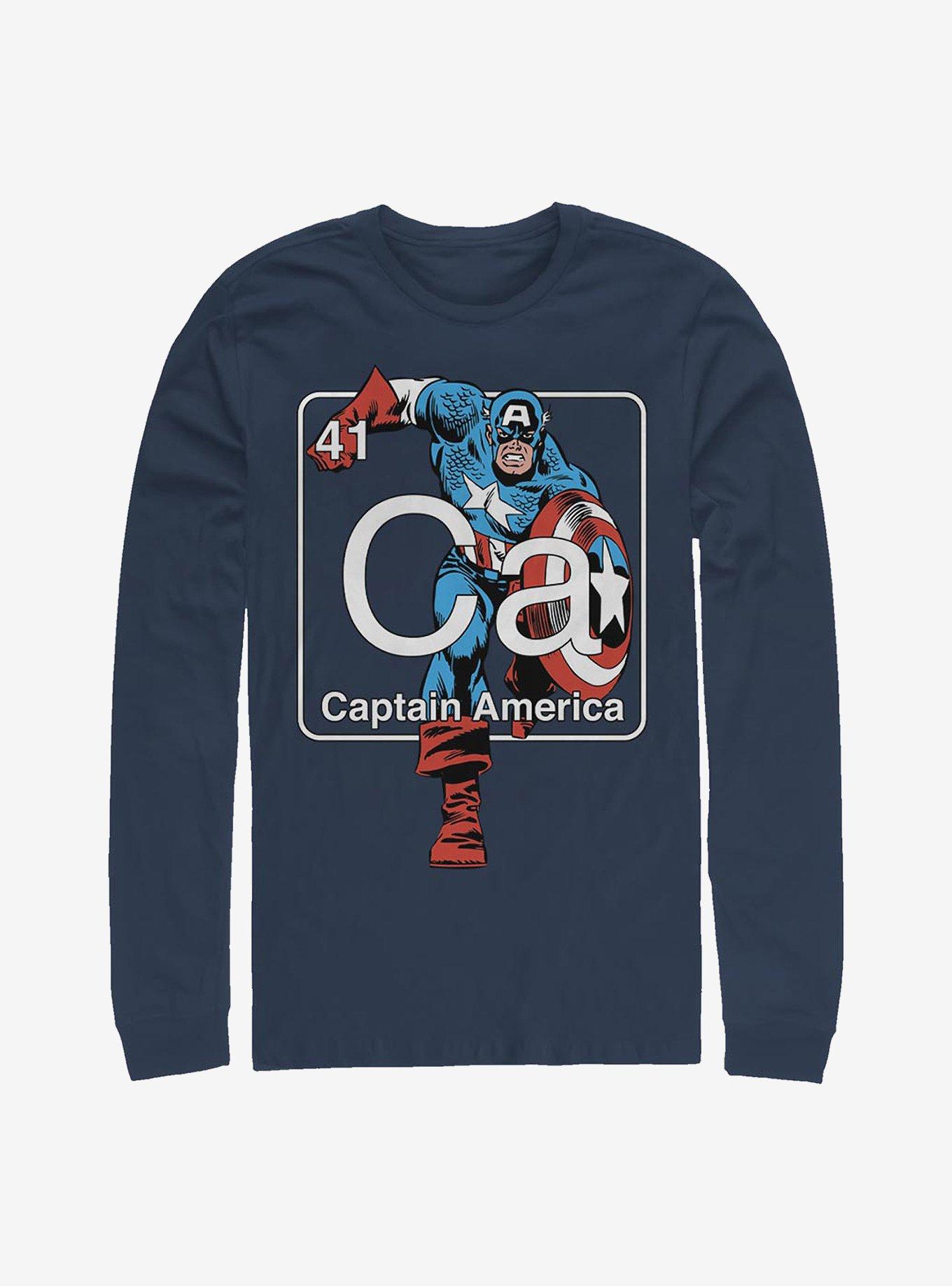 Marvel Captain America Periodic Captain Long-Sleeve T-Shirt, NAVY, hi-res