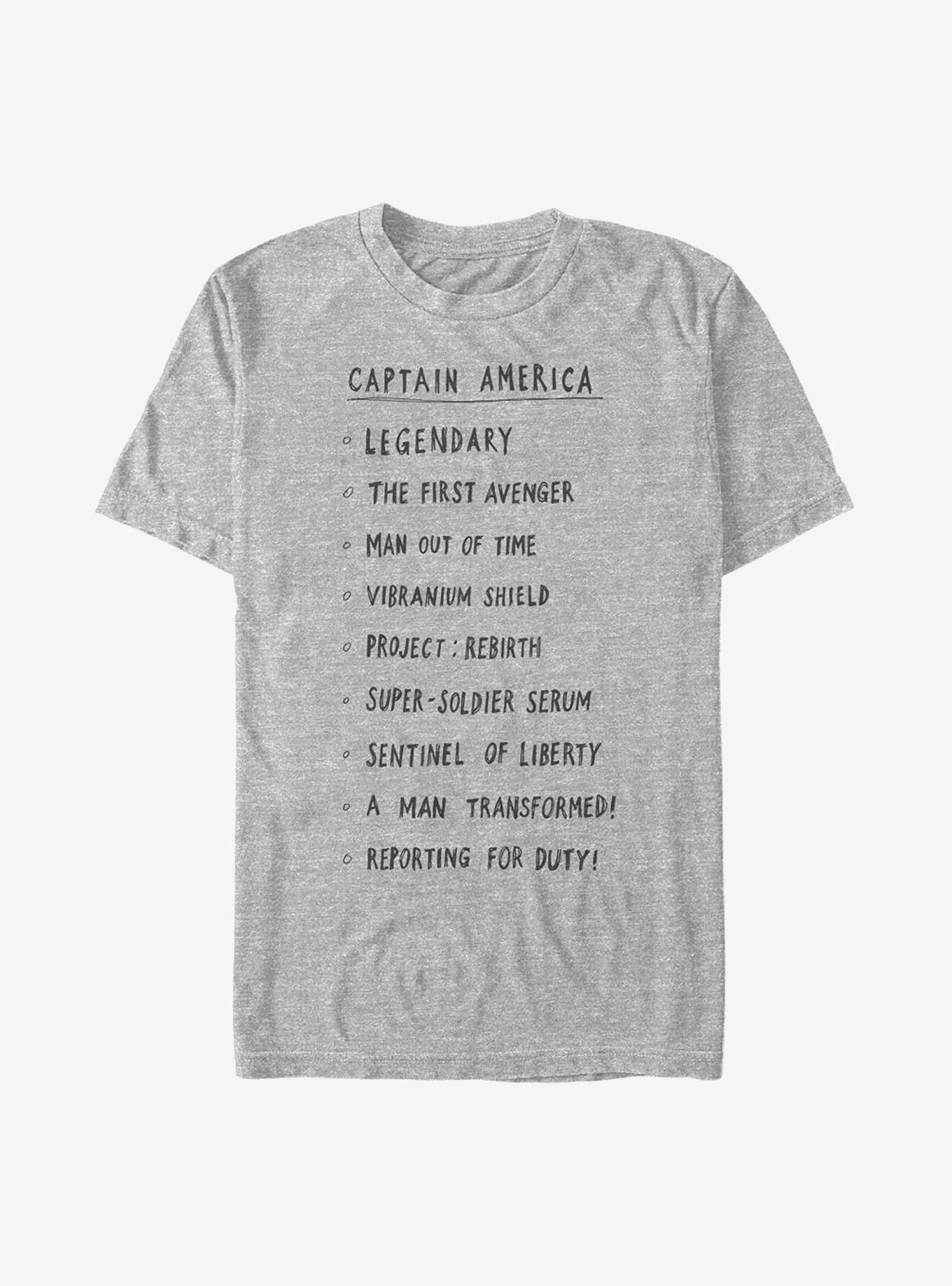 Marvel Captain America Cap List T-Shirt, ATH HTR, hi-res