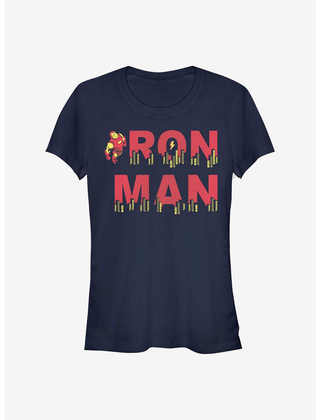 Marvel Iron Man Halftone Iron Man Girls T-Shirt, NAVY, hi-res