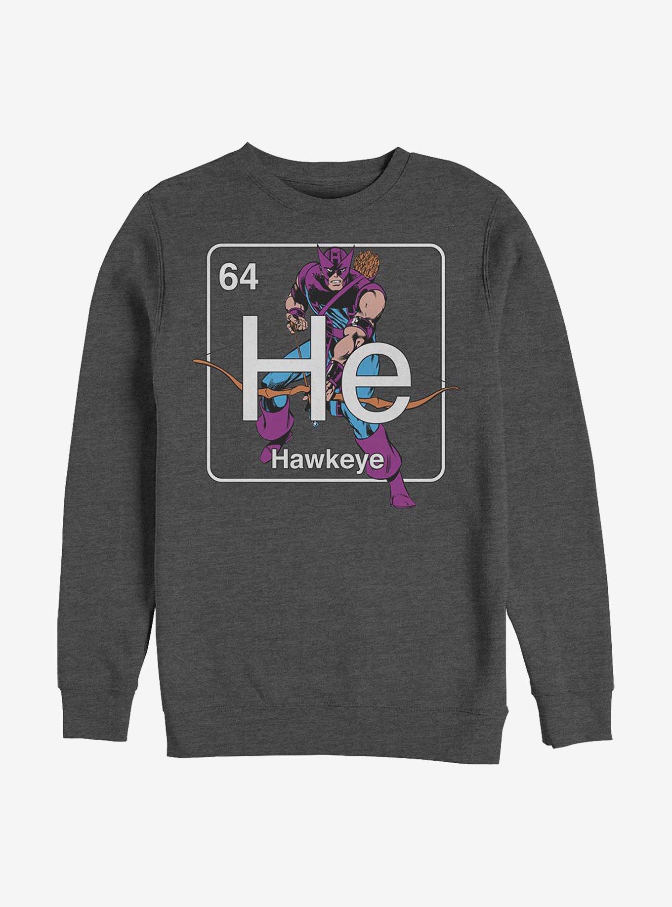 Marvel Hawkeye Periodic Hawkeye Crew Sweatshirt, CHAR HTR, hi-res