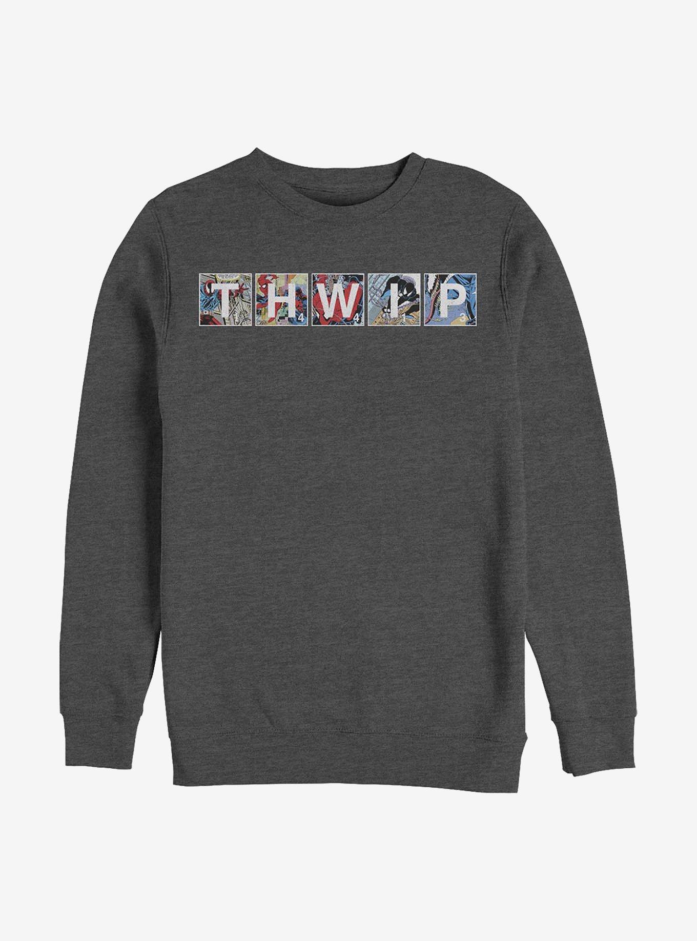 Marvel Spider-Man Comic THWIP Crew Sweatshirt, CHAR HTR, hi-res